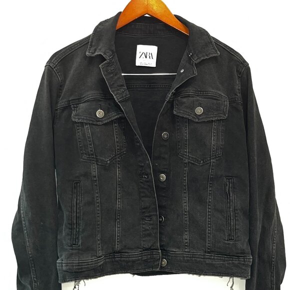 ZARA Black Denim Jacket - Picture 1 of 2